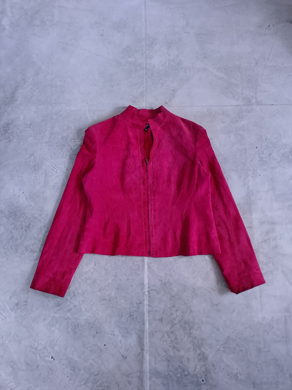 Jones New York Suede Red Zip Front Jacket